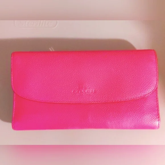 Vintage Coach pebbled leather check book holder tri fold wallet